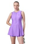 Speedo Women's Endurabrite Closedback Swimdress with Boyleg | Swimming Costume | Swimming Suit for Women | Chlorine Resistance | UPF 40+ Sun Protection | Removable Bra Pads
