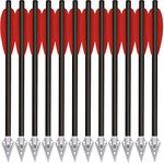 HUNTSPM 6.3" Mini Pistol Crossbow Bolts,Carbon Crossbow Bolts Arrows with Steel Broadhead Tips for 50-80lbs Pistol Crossbow Precision Target Practicing Shooting and Small Hunting (6pcs red)