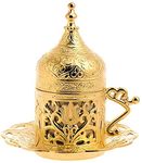 Alisveristime (1 Pc Turkish Greek Arabic Coffee Espresso Cup Saucer (Lale) (Gold)