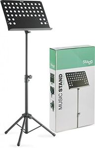 Stagg Professional Heavy Duty Folding Orchestral Music Stand with Adjustable Height - Black Color