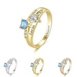 Personalized Name Rings Simulated Birthstones Promise Rings for Her Women Couple Engagement Rings Band