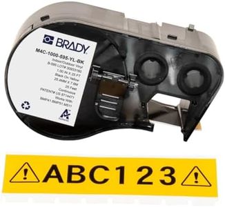 Brady Authentic (M4C-1000-595-YL-BK) All-Weather Vinyl Labels 1 in W x 25ft Black on Yellow. for use with The BMP41, BMP51, and M511 Label Printers