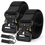 2 Pack Tactical Belt Men Military Belt for Men Adjustable Heavy Duty Quick Release Buckle