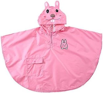 mama stadt Poncho Enfant Pluie Unisex Cape Impermeable Bebe Manteau Imperméable Garçon Fille Veste Anti Pluie avec Capuche Cartoon, Lapin Rose/ L(4-6 ans)