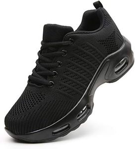 Maichal Trainers Womens Running Shoes Ladies Air Cushion Memory Foam Mesh Breathable Tennis Gym Sneakers All Black UK 6