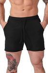 Jed North Men's 5" Inseam Bodybuilding Short Shorts Powerlifting Athletic Workout Shorts,JetBlack,X-Large