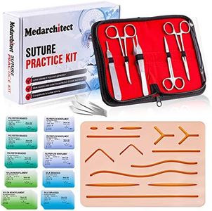 Medarchitect Suture Practice Complete Kit (30 Pieces) for Medical Student Suture Training, Include Upgrade Suture Pad with 14 Pre-Cut Wounds, Suture Tools, Suture Thread & Needle