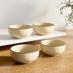 The Earth Store Creme Matte 150ML Ceramic Bowl Vegetable Bowl | Dishwasher & Microwave Safe | Bowl for Snacks, Dal, Curry, Fruits, Salad, Dessert, Vegetables and More Serving Bowl | Set of 4