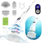 TUYU Electric Spin Scrubber, 2024 Full-Body IPX7 Waterproof Bathroom Scrubbe with Power LCD Display, Adjustable Extension Handle Electric Cleaning Brush for Bathroom, Tub, Tile