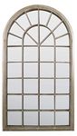 MirrorOutlet GMA011 Large New Rustic Multi Panelled Arched Window Garden Outdoor Mirror 4ft3 x 2ft6, Sandstone