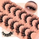 False Lashes Wispy False Eyelashes Fluffy Lashes Natural Look Cat Eye Lashes Gorgeous Soft Fake Eyelashes 7 Pairs Lashes Pack