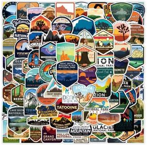 100 Pieces National Park Waterproof Vinyl Travel Sticker Decals, Outdoor Adventure Hiking Nature Camping Wilderness Stickers for Water Bottle Laptop Car Bumper Luggage Phone Case Bike (Park Theme)