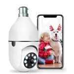 EYETECH Video Camcorder Light Bulb Wireless Bulb Camera 360 1080p WiFi Auto Rotation Fish Eye 360 Degree Panoramic Mini Lamp IR CCTV 1080p Home Security Light Wireless