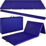 Best Choice Products 10ftx4ftx2in Folding Gym Mat 4-Panel for Exercise & Gymnastics w/Carrying Handles & Folding Balance Beam - Royal Blue