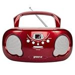 groov-e Orginal Boombox - Portable CD Player with Radio, 3.5mm Aux Port, & Headphone Socket - LED Display, 2 x 1.2W Speakers - Battery or Mains Powered - Red