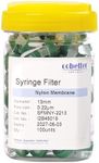 COBETTER 100 Pack Syringe Filter Nylon Lab Filters 0.22μm Pore Size 13mm Diameter Hydrophilic Filtration Non-sterile Green