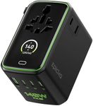 Epicka Pulse Duo 140W Universal Travel Adapter with Smart Display, International Power Adapter with 3.28ft Cable, 2 AC Outlets PD 3.1 PPS Charger Compatible with MacBook, iPhone, Travel Essentials