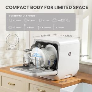 COMFEE Tabletop Dishwasher – Compact White Countertop Dishwasher