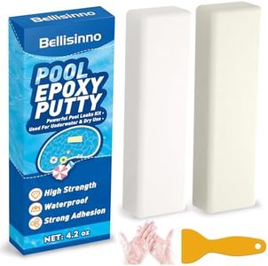Bellisinno 4.2 oz. White Pool Epoxy Putty, 2-Part Underwater/Above-Water Repair, Fix Leaks, Cracks, Filling, Sculpting, Tile, Concrete, Fiberglass, Cement, Swimming Pool Maintenance Kit