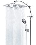 Hibbent High Pressure 10 Inch Rainfall Shower Head/Handheld Showerhead Combo/Adjustable Shower Extension Arm,7-Spray,71 Inch Shower Hose,Chrome