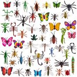 THE TWIDDLERS - 50 Bugs and Insects Toys for Kids, Plastic Animal Figures, Butterfly Spider Beetle Party Bag Fillers and Mini Goodie Bag Favours