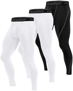 Roadbox 3 Pack Men's Compression Pants Cycling Tights Leggings Gym Workout Bottoms Baselayer for Basketball Running