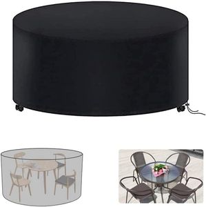 Garden Furniture Covers Patio Round Table Cover MAYHOUR Waterproof Windproof Drawstring 210D Oxford Fabric Outdoor Indoor Chair Desk Cover Anti-UV Snow Protection Black (73×43in/185×110cm)
