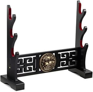 Ekkhysis Kylin Sword Stand 3-Tier Padded Hook Katana Stand Holder Display Hanger for Tanto Rapier Light Saber Samurai Cosplay Blade Tanjirou Demon Slayer Weapon Display Stand (3-tier)