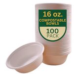 Eco Fairy - 16 oz. Disposable Bowls - 100 Pack Paper Bowls - Heavy-Duty Biodegradable & Compostable Bowls for Hot Soup, Ice Cream, Salad, Cereals & Snacks - Alternative to Single-use Plastic Bowls