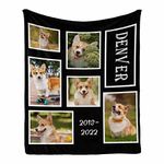 Customized Pet Memorial Gift for Loss of Dog - Personalized Blankets with Pet Photos Collage and Name - Custom Dog Death Sympathy Gift for Kids and Pet Owner 40 x 50 Inches