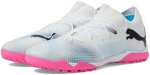 PUMA Future 7 Match Turf Training, Puma White/Puma Black/Poison Pink, 8 US