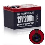 Dakota Lithium – 12V 20Ah LiFePO4 Deep Cycle Battery with Voltmeter and Dual Waterproof USB Ports – 11 Year USA Warranty, 2000+ Cycles – Perfect for Ice Fishing, Fish Finders, and More