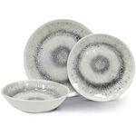 Vanilla Leisure Melamine Plate & Bowl Set - 12 Piece Set - Artisan, BPA Free & Dishwasher Safe - Alfresco, Outdoor, Camping & Caravan Kitchen Dinnerware Set - Heat Resistant Tableware Crockery Styled