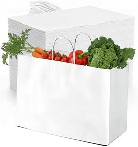 MT Products White Grocery Bags 16" x 6" x 12" - Take-Out Paper Bags with Handles - Pack of 250