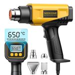 SEEKONE 2000W Heat Gun with LCD Digital Display Compact Design Hot Air Gun Variable Temperature Control 50℃- 650℃ with Memory Function and 4 Nozzles for Crafts, Vinyl Wrap, Shrink Tubing