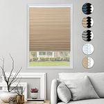 HOMEDEMO Cordless Blackout Cellular Shades Fabric Honeycomb Blinds for Windows, Doors and Bedroom, White Beige 23W x 64H