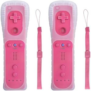 TechKen Wii Controller 2 Pack, Wii Remote Controller with Silicone Case and Wrist Strap, Wii Remote Controller for Wii/Wii U