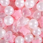 Star Ball Pit Balls for Toddlers -100pcs Star & Ball & Heart Pearl Colors Phthalate Free BPA Free Non-Toxic Crush Proof Play Balls Play Tent Pool Playhouse Playpen Party Decoration.