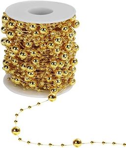 Belle Vous Ghirlanda di Perle di Natale - Catena Perle Albero di Natale Dorata da 20 m per Decorazioni Albero di Natale e Tavola, Creazione Gioielli, Artigianato Fai-da-te e Decorazioni per Feste