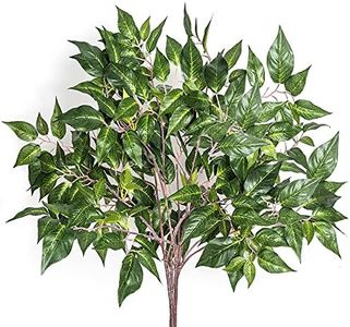 Grand Verde Ficus Tree Branches Artificial Greenery Bulk Faux Plants Green Silk Leaves 23” Long Stems DIY Home Decor Indoor Outdoor, 4pcs