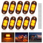 Pulchra 10 Pack LED Side Marker Lights, 12-24V Trailer Side Light Warning Orange Indicator Lamps Clearance Lights for Trailer Truck RV Caravan