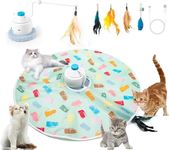 Kazaigou Interactive Cat Toy, 3 in 1 Smart Cat Toys for Indoor Cats Adult, Motion Activated Electronic Automatic Cat Toy, Rechargeable Hide and Seek Cat Wand Toy with Chasing Feathers & 3 Modes