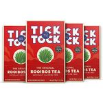 Tick Tock Rooibos Tea, Caffeine-Free Tea, Pack of 4 x 40 Tea Bags (160 Teabags), Naturally Sweet Herbal Tea, Biodegradable Tea Bags, Rooibos Tea UK, Redbush Tea for Wellbeing and Relaxation - 4 Pack