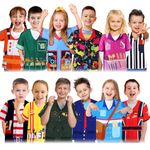 Jiuguva 12 Pcs Kids Dress Up Clothes, Role Play Costumes Community Helper Unisex Career Cosplay Set for Kids Over Age 6(Stylish)