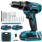 MHPRO Cordless Drill Set 21V, Cordless Hammer Drill with 2 Batteries 2000mAh, 25+3 Torque, 42N.m Max Electric Drill, 2 Speed, LED Light,14PCS Drill Bits for Home and Garden DIY Project