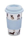 Cooksmart British Designed Travel Cup with Silicone Band | Travel Mugs for Hot Drinks Perfect for On The Go | Hot Drinks Travel Mug with Lovely Designs - Curious Dogs