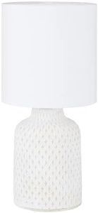 Eglo Bellariva Table lamp, Table lamp, Bedside lamp Made of Ceramic in Cream, Textile in White, Living Room lamp, lamp with Switch, E14 Socket