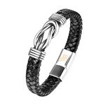 Jewellbox Men's Infinity Knot Leather Bracelet, Mens Leather Bracelet with Magnetic Clasp