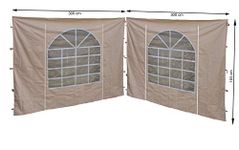 Quick-Star 2 Curtains Side Panels with PVC Window 300 x 195 cm for Sahara Gazebo 3 x 3 m Side Wall