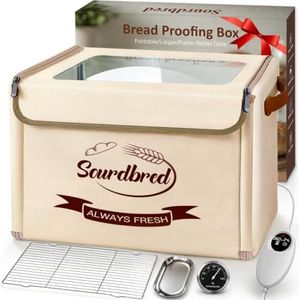 Extra Large Folding Bread Proofing Box, Dough Proofer 68-104°F Temp Control 1-48H Timer, Sourdough Starter Warmer with Metal Rack, Foldable Proofing Basket for Baking Pizza Yogurt Soften Butter Choc